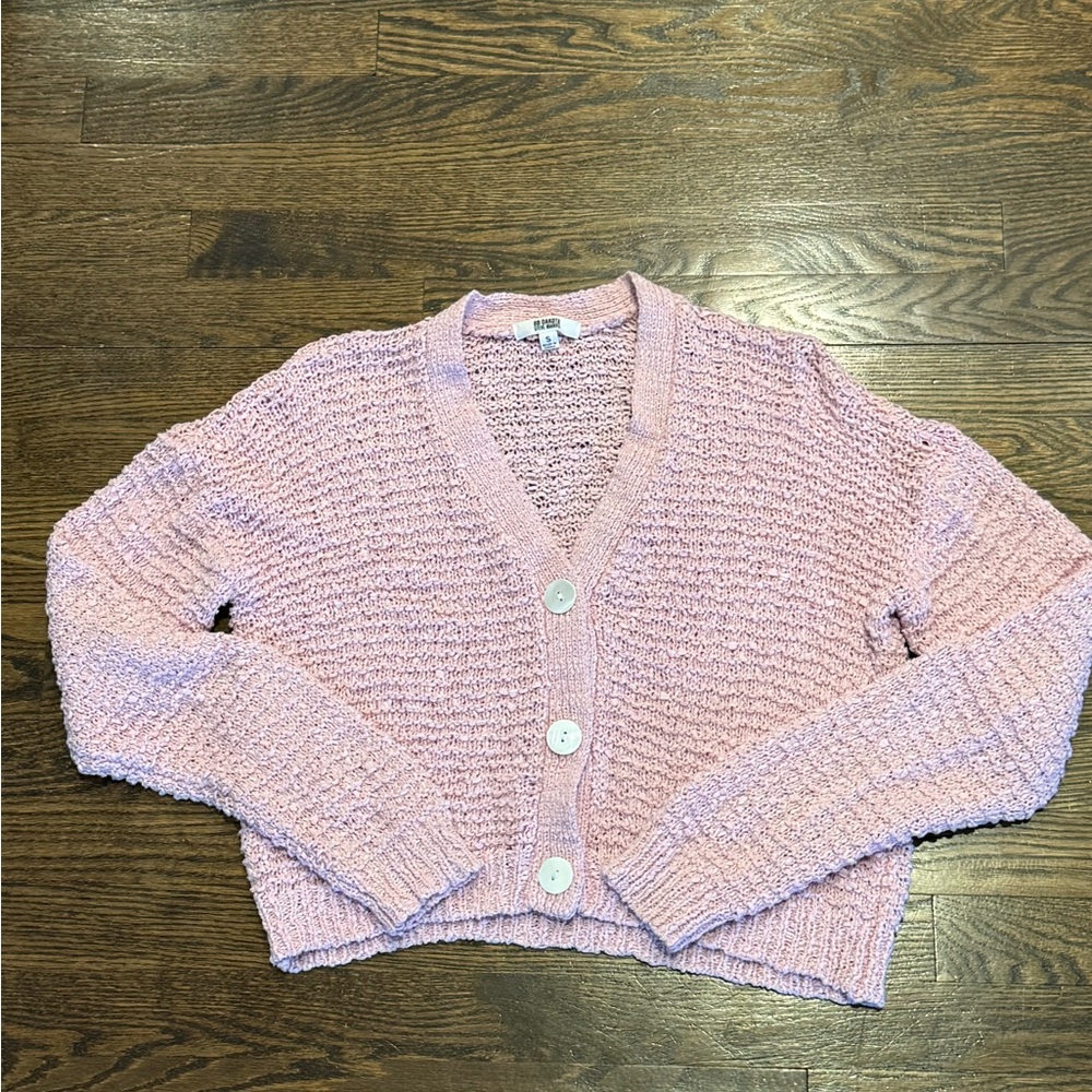 Pink Knit Cardigan Sweater